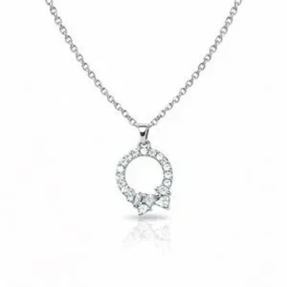 Chic Stainless Steel Silver Necklace with CZ